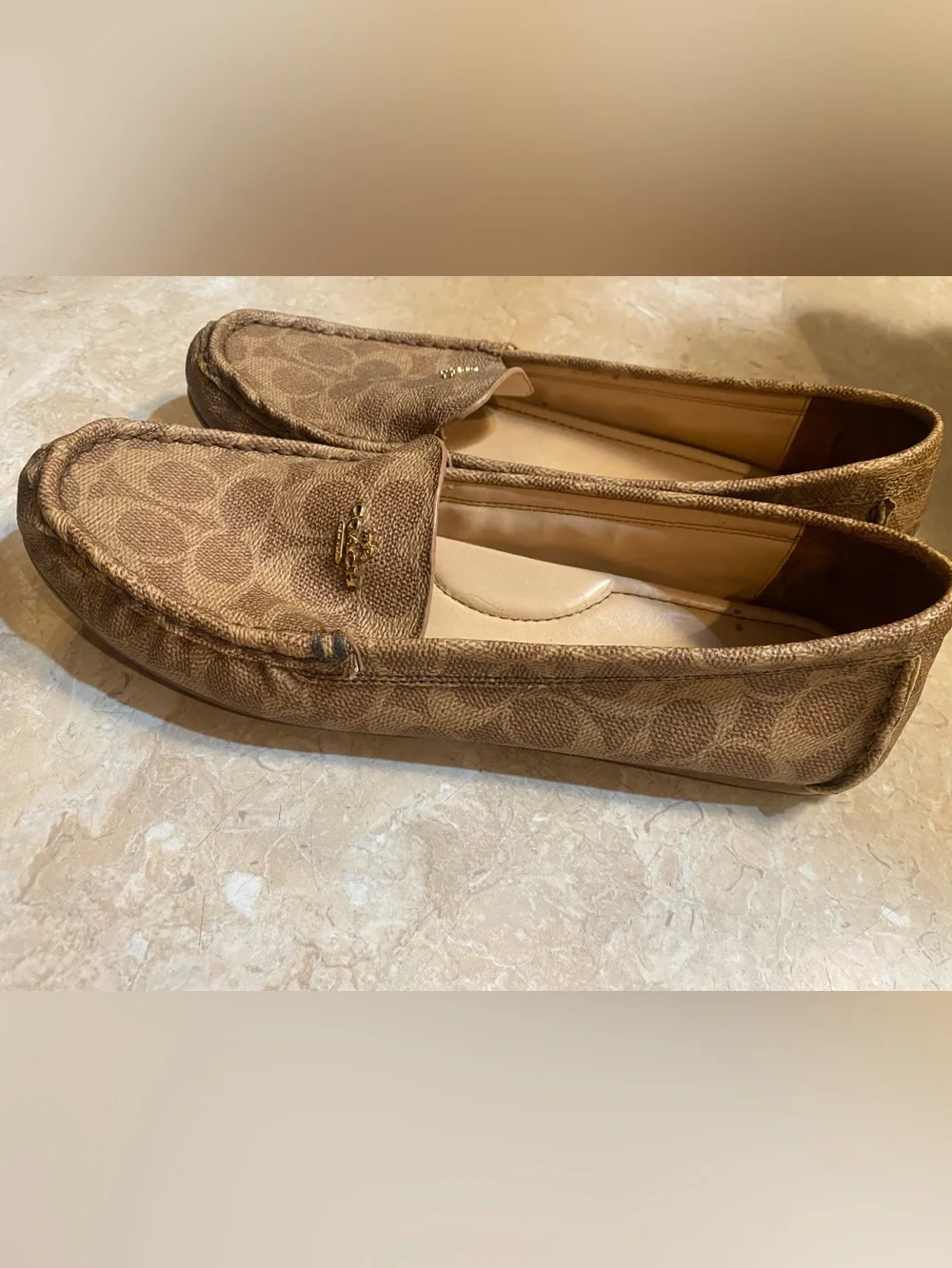 Coach Brown Signature Leather Slip-On Loafers - Picture 3 of 8